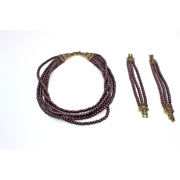 D5 Auth HEIDI DAUS Age of Elegance Crystal 3 Piece Jewelry Necklace Set Amethys - Picture 4 of 7